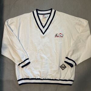 Vintage EV WARRIOR Sweater Mens White V Neck‎ Knit Pullover Nautical Size XL